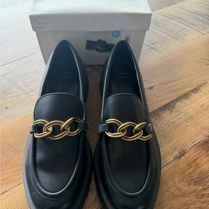 A New Day Black Loafers with Gold Accent
